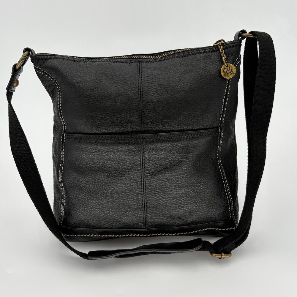 The Sak Silverlake Black Leather Crossbody Bag Contrast Stitch Boho - Picture 3 of 17
